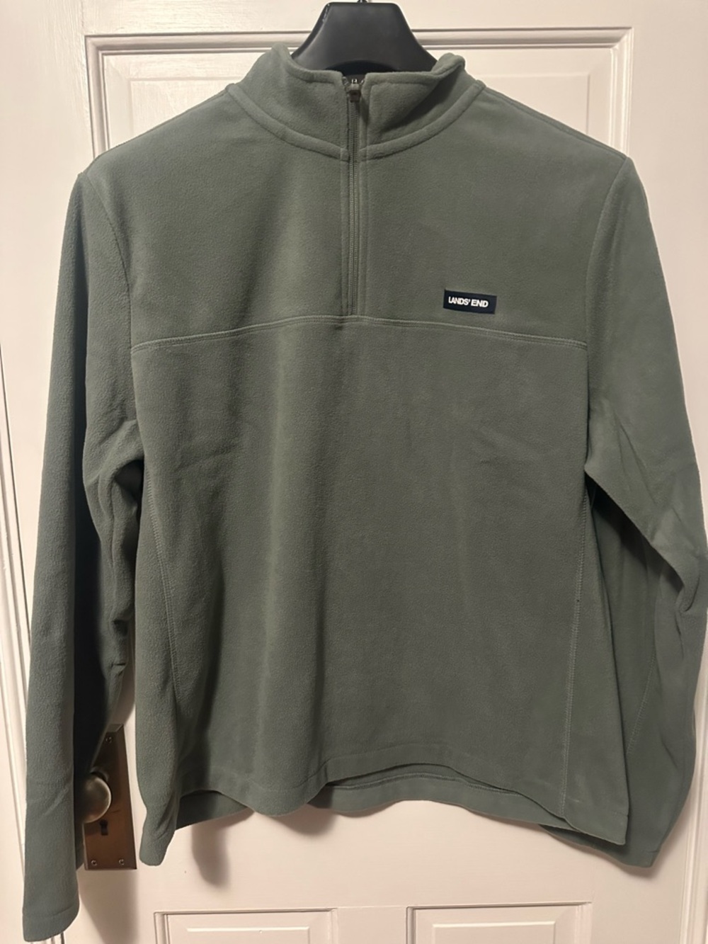 Lands' End Men's Green Quarter-Zip Fleece Pullover - NWT